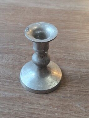 Vintage Tarnished Silver Toned Single Candlestick Made in England Decor